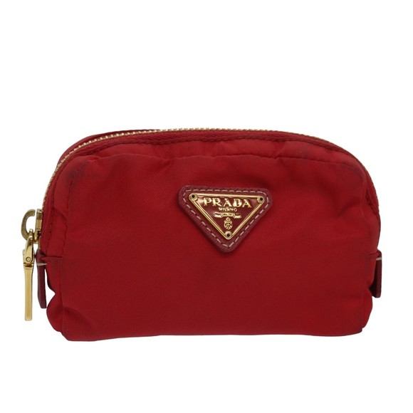 PRADA Pouch Nylon Red Auth yk13772 - Picture 1 of 16